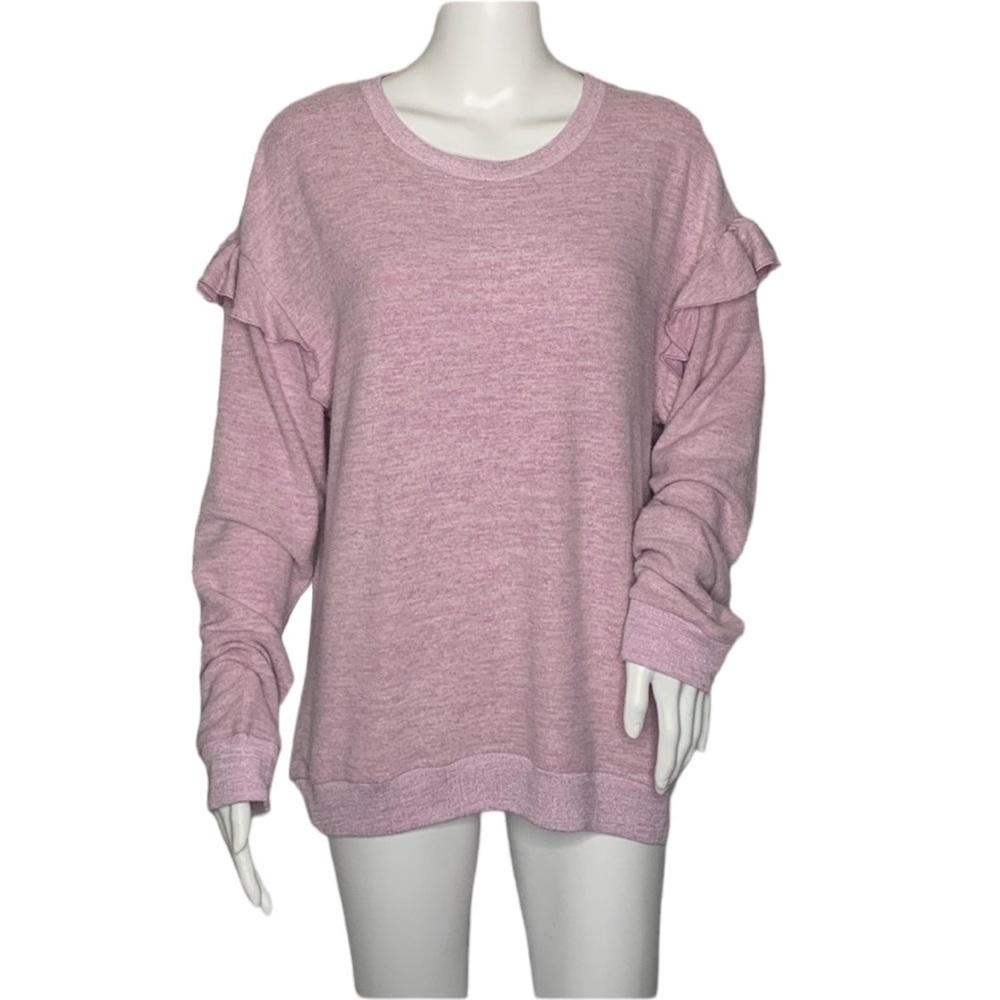 J.Crew Ruffle Sleeve Lavender Crew Neck Sweater